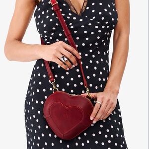 Portland Leather Goods Valentina Heart Shaped Crossbody Bag in Chili Red